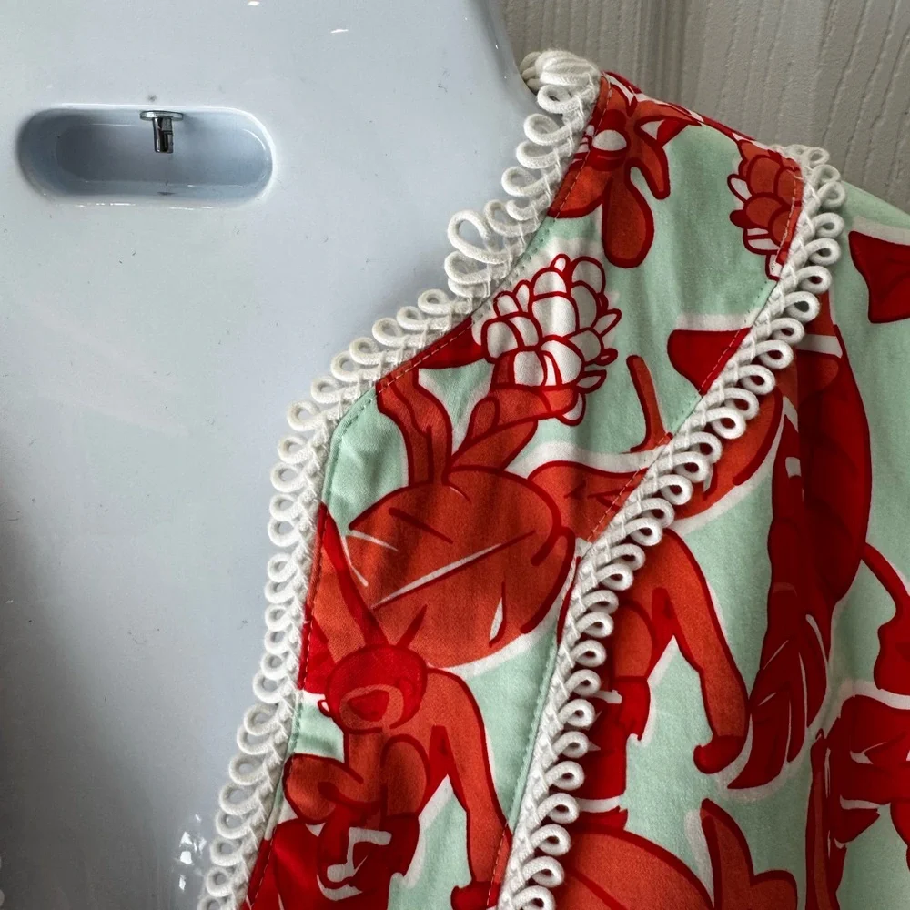 Sail to Sable Orange, Mint Green and White Dress Size L - Picture 3 of 7